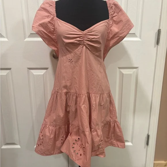 Zara Open embroidered flutter sleeve mini dress sis S - Picture 6 of 8